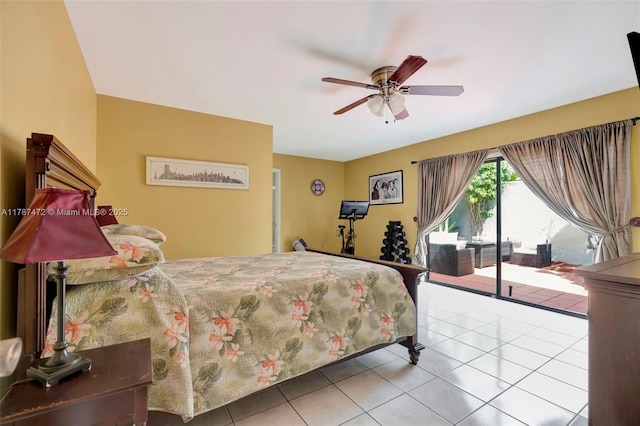 17068 Traverse Cir, Jupiter, FL 33477 - bedroom featuring access to exterior, tile patterned floors, and ceiling fan