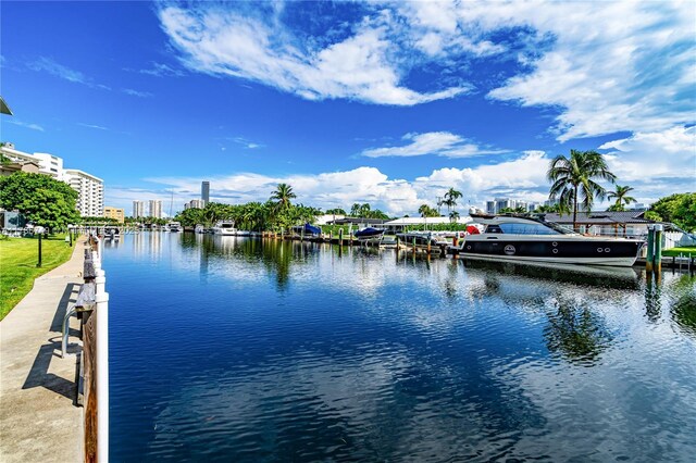 455 Paradise Isle Blvd Unit 106, Hallandale Beach, FL 33009 - water view featuring a dock