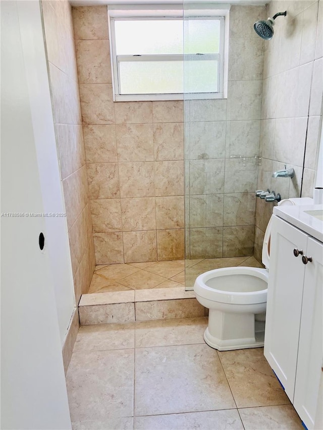 6191 SW 37th St Unit 106, Davie, FL 33314 - bathroom with plenty of natural light, walk in shower, tile patterned floors, and toilet
