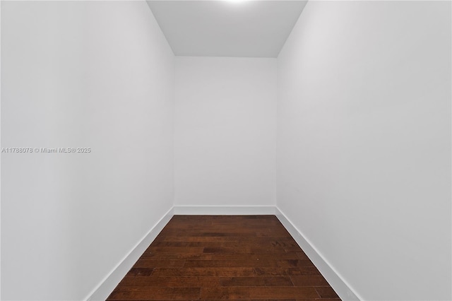 interior space with dark wood-style flooring