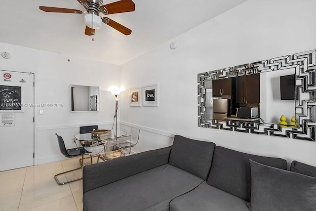 335 Ocean Dr Unit 310, Miami Beach, FL 33139 - tiled living room featuring a ceiling fan