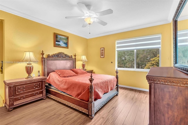 7738 NW 17th Pl, Pembroke Pines, FL 33024 - bedroom featuring light wood finished floors, ornamental molding, baseboards, and a ceiling fan