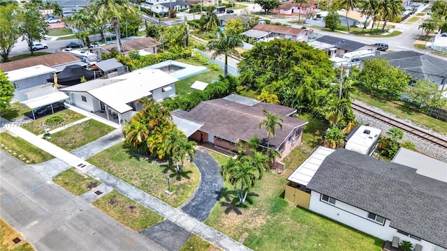 birds eye view of property with a residential view