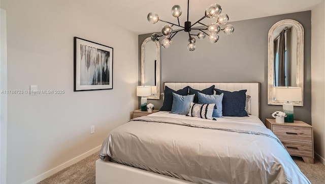 1472 NE 3rd Ave, Florida City, FL 33034 - bedroom featuring baseboards, a notable chandelier, and carpet flooring