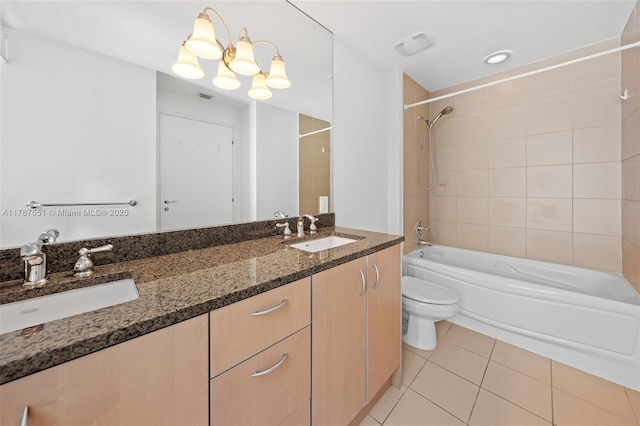 300 S Biscayne Blvd Unit L-802, Miami, FL 33131 - full bathroom featuring tile patterned floors, toilet, shower / bathtub combination, and double vanity