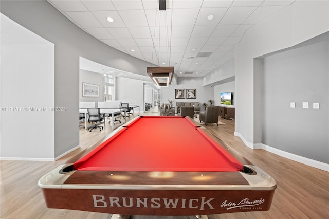 300 S Biscayne Blvd Unit L-802, Miami, FL 33131 - recreation room featuring wood finished floors, billiards, baseboards, and recessed lighting