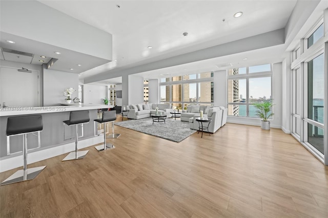 300 S Biscayne Blvd Unit L-802, Miami, FL 33131 - living room featuring light wood-type flooring and recessed lighting
