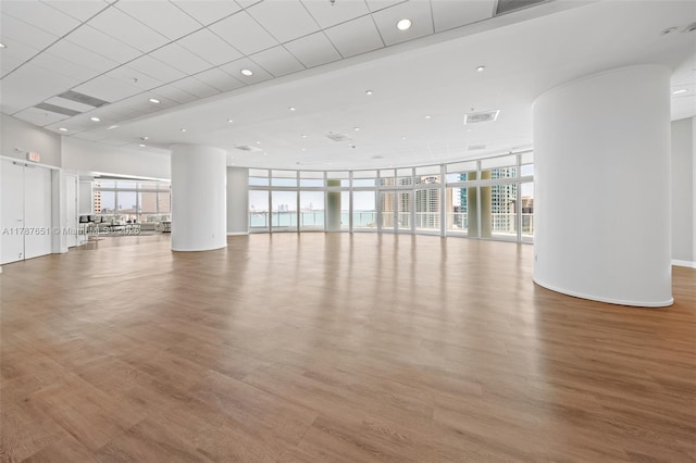 300 S Biscayne Blvd Unit L-802, Miami, FL 33131 - spare room with recessed lighting, wood finished floors, and a wall of windows