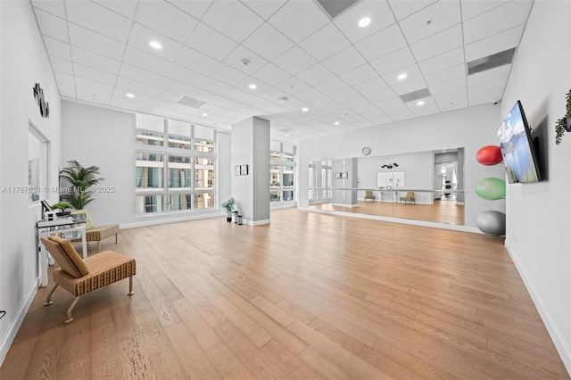 300 S Biscayne Blvd Unit L-802, Miami, FL 33131 - exercise room with a drop ceiling, wood finished floors, and baseboards