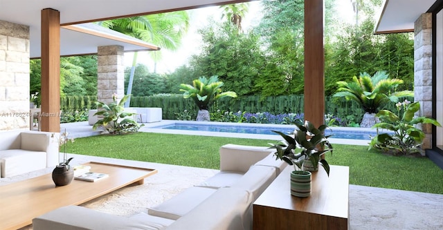 7840 SW 98th St, Miami, FL 33156 - view of yard featuring a fenced in pool, a patio, and a fenced backyard