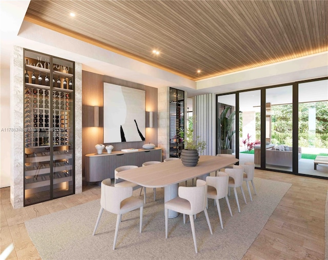 7840 SW 98th St, Miami, FL 33156 - dining room with ornamental molding, wood finished floors, and wood ceiling