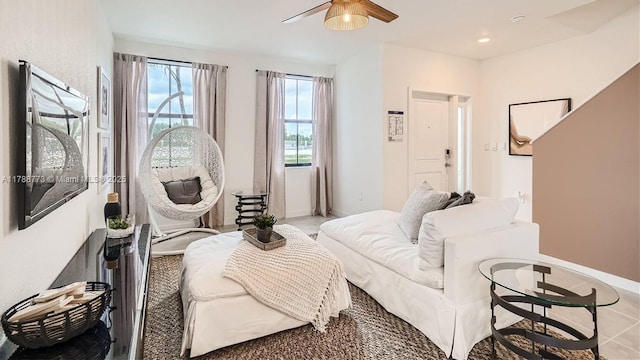 1326 NE 3rd Ave, Florida City, FL 33034 - living area with recessed lighting, a ceiling fan, and baseboards