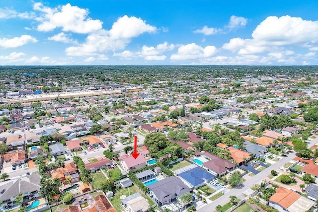 aerial view with a residential view