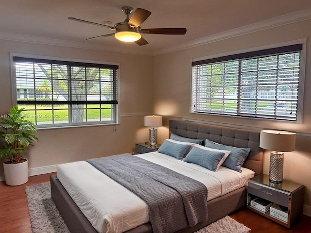 15242 SW 147th Ter, Miami, FL 33196 - bedroom featuring wood finished floors, baseboards, crown molding, and ceiling fan