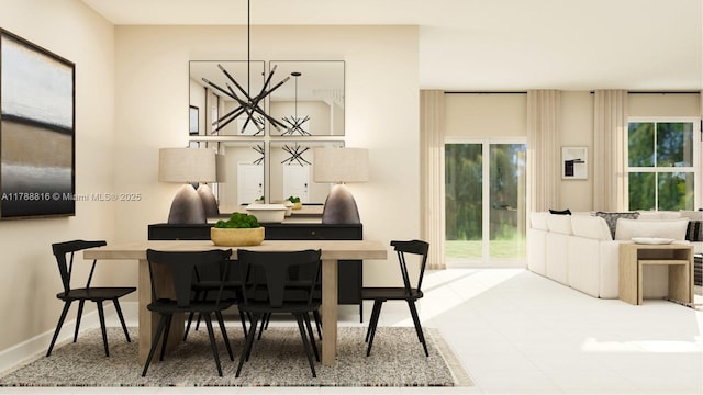 2650 SE 24th Ct, Homestead, FL 33034 - dining area featuring baseboards and a chandelier