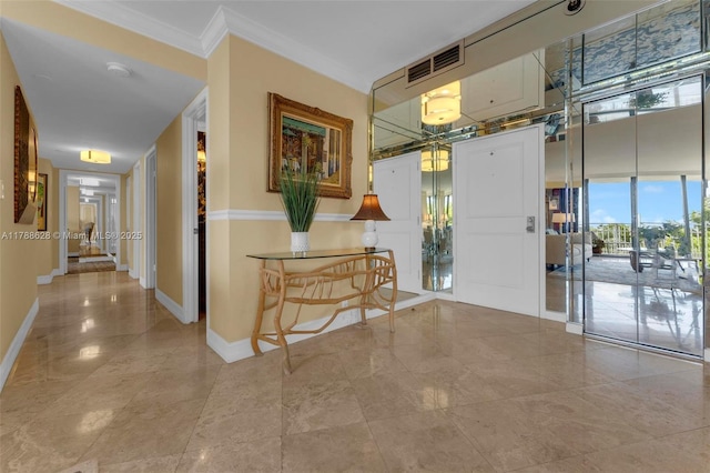 2000 Towerside Ter Unit 702, Miami, FL 33138 - interior space featuring baseboards, ornamental molding, and visible vents