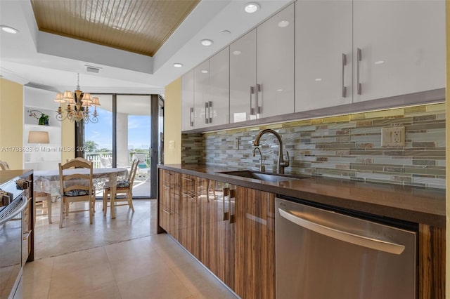 2000 Towerside Ter Unit 702, Miami, FL 33138 - kitchen with a sink, white cabinetry, modern cabinets, and dishwasher