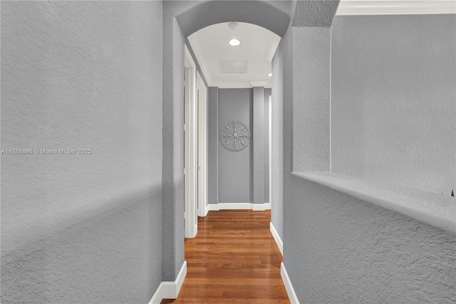 20656 SW 89th Ave, Cutler Bay, FL 33189 - corridor featuring wood finished floors, a textured wall, recessed lighting, and baseboards