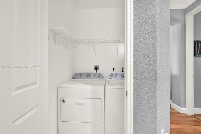 20656 SW 89th Ave, Cutler Bay, FL 33189 - laundry area with washing machine and dryer, wood finished floors, and laundry area