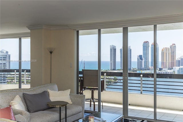 3530 Mystic Pointe Dr Unit 2910, Aventura, FL 33180 - living room with a water view, a wealth of natural light, and a city view