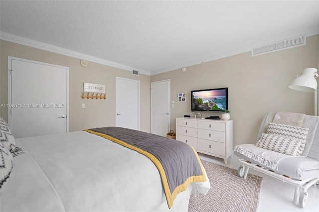 250 Sunny Isles Blvd Unit 3-1505, Sunny Isles Beach, FL 33160 - carpeted bedroom with ornamental molding and a textured ceiling