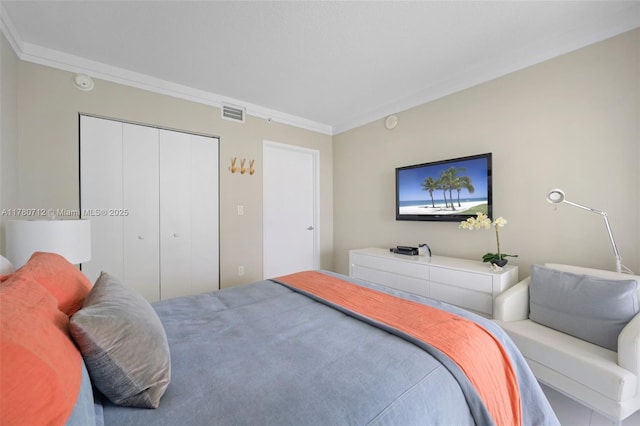 250 Sunny Isles Blvd Unit 3-1505, Sunny Isles Beach, FL 33160 - bedroom with ornamental molding and a closet