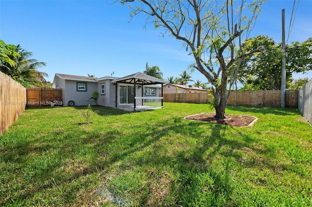 view of yard with a fenced backyard