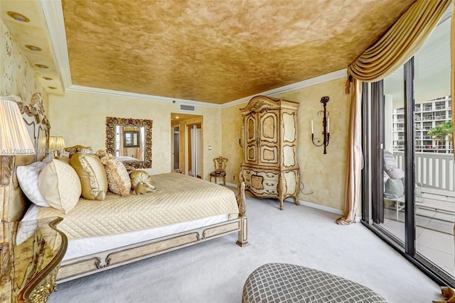 3000 Island Blvd Unit 706, Aventura, FL 33160 - bedroom with access to outside, light colored carpet, ornamental molding, and baseboards