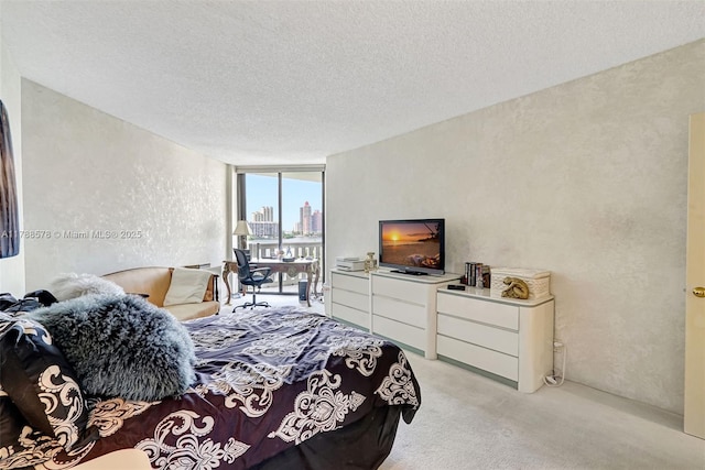 3000 Island Blvd Unit 706, Aventura, FL 33160 - bedroom featuring light carpet, a textured ceiling, and a textured wall