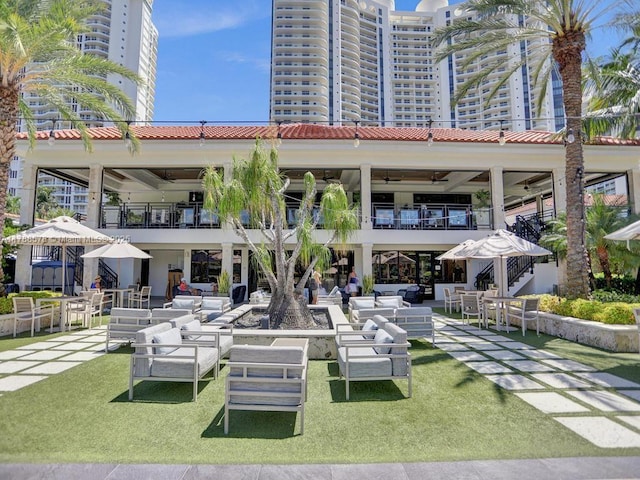 3000 Island Blvd Unit 706, Aventura, FL 33160 - back of property featuring a patio, an outdoor hangout area, and ceiling fan