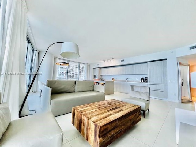 4111 S Ocean Dr Unit 1801, Hollywood, FL 33019 - living room featuring visible vents and light tile patterned floors