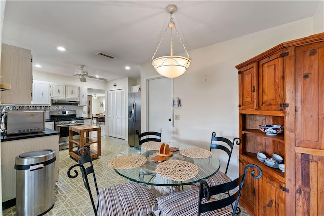 11421 NW 37th Pl, Sunrise, FL 33323 - dining space featuring recessed lighting and ceiling fan