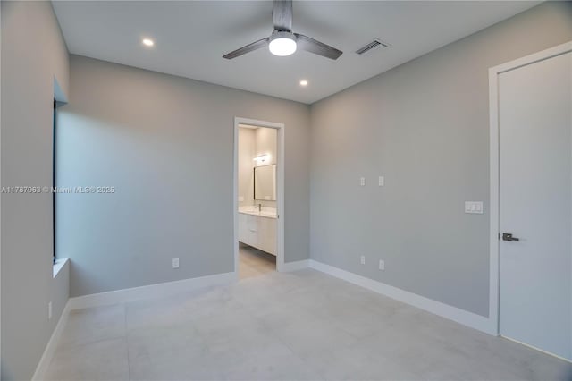 1733 NE 16th Ter, Fort Lauderdale, FL 33305 - unfurnished bedroom with recessed lighting, visible vents, baseboards, and ensuite bathroom