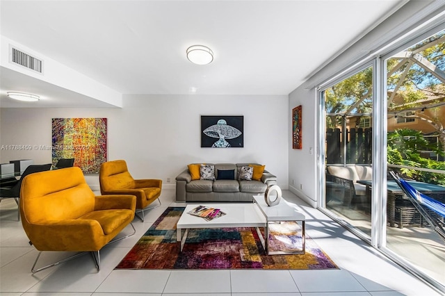 tiled living area with visible vents
