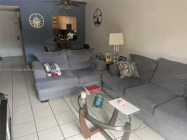 10851 SW 2nd St Unit K304, Sweetwater, FL 33174 - living area with ceiling fan and tile patterned flooring