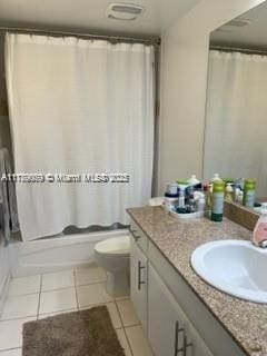 1861 NW S River Dr Unit 1602, Miami, FL 33125 - full bathroom with tile patterned floors, vanity, toilet, and shower / bath combo