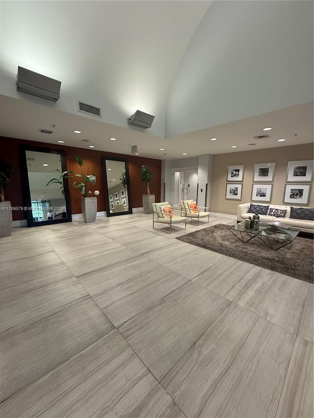 1861 NW S River Dr Unit 1602, Miami, FL 33125 - lobby featuring high vaulted ceiling and recessed lighting