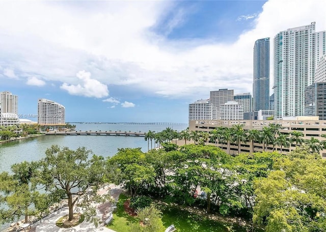 property view of water featuring a city view
