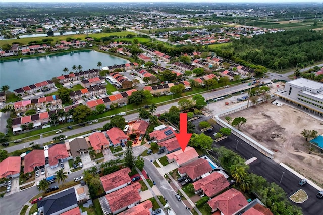 14214 SW 177th Ter, Miami, FL 33177 - bird's eye view featuring a residential view and a water view