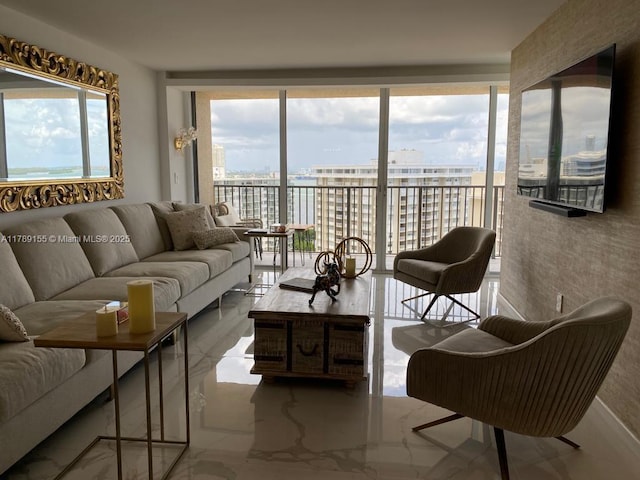 1450 Brickell Bay Dr Unit 1709, Miami, FL 33131 - living room featuring marble finish floor
