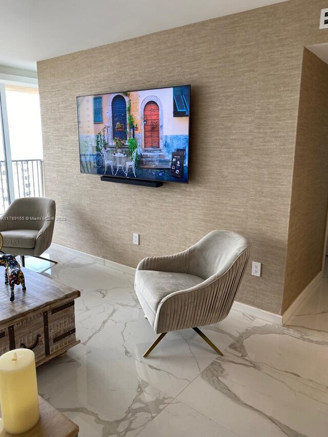 1450 Brickell Bay Dr Unit 1709, Miami, FL 33131 - sitting room featuring marble finish floor