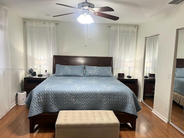 785 Falling Water Rd, Weston, FL 33326 - bedroom featuring baseboards, a ceiling fan, and wood finished floors