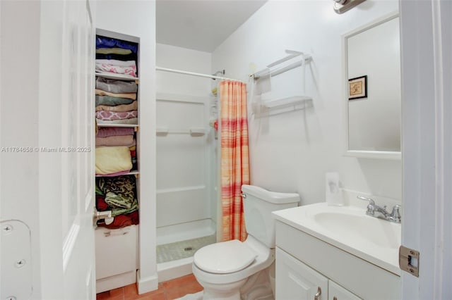 14875 SW 238th St, Homestead, FL 33032 - full bath featuring a shower stall, vanity, toilet, and tile patterned floors