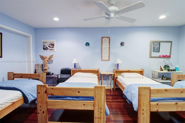 14875 SW 238th St, Homestead, FL 33032 - bedroom with wood finished floors, recessed lighting, and ceiling fan
