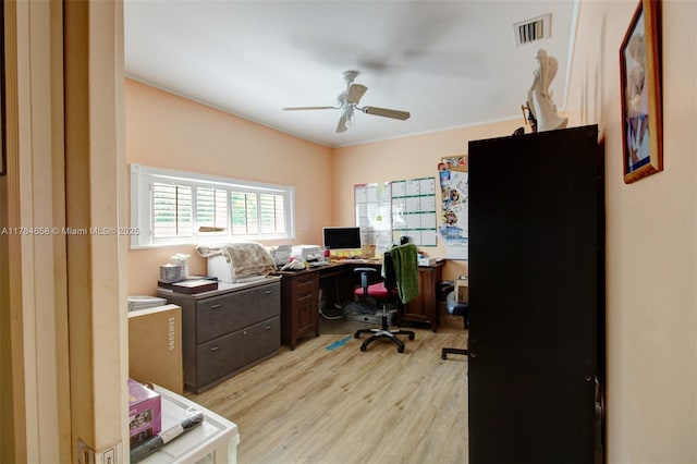 14875 SW 238th St, Homestead, FL 33032 - office area featuring a ceiling fan and light wood-style floors