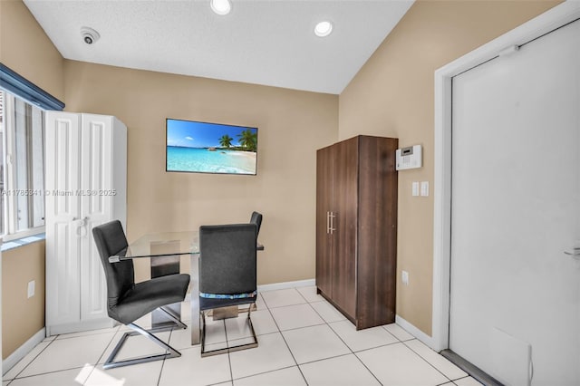 home office featuring baseboards and recessed lighting