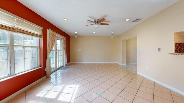 6051 SW 110th Ave, Miami, FL 33173 - spare room featuring a ceiling fan, visible vents, baseboards, recessed lighting, and light tile patterned flooring