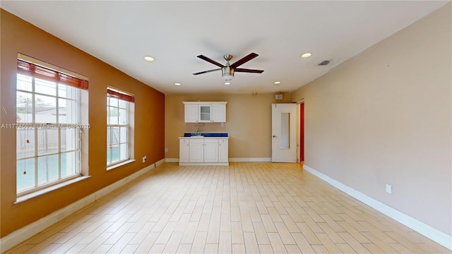 6051 SW 110th Ave, Miami, FL 33173 - unfurnished living room featuring visible vents, recessed lighting, baseboards, and ceiling fan