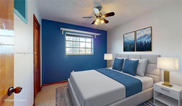6051 SW 110th Ave, Miami, FL 33173 - carpeted bedroom with a closet, baseboards, and ceiling fan