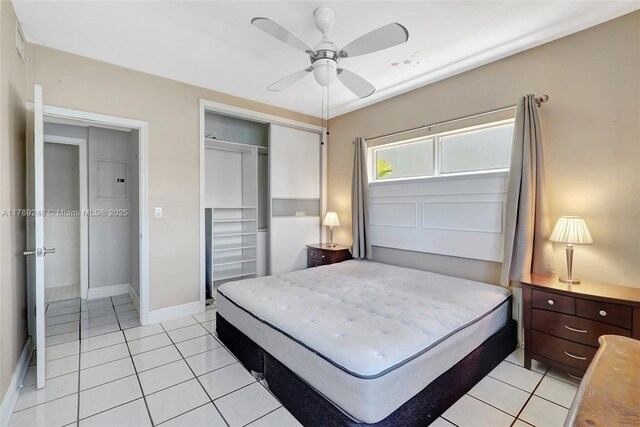 2200 S Ocean Dr Unit N116, Hollywood, FL 33019 - bedroom with light tile patterned floors, baseboards, a ceiling fan, and a closet